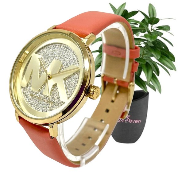 ???NWT ???MICHAEL KORS Three-Hand Grapefruit Leather Watch MK2964 main image 2
